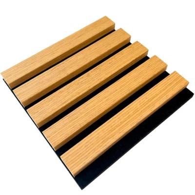 China Anti Sound Absorption Modern Wood Slat Polyester Fiber Wall Panel for Acoustic Proofing for sale