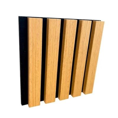 China 600/320mm Soundproof Slats Laminated Pet Wooden Veneer Acoustic Panel for Auditorium Hall for sale