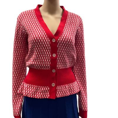 China Anti-wrinkle beautiful new design cardigan red sweater women thickened for sale