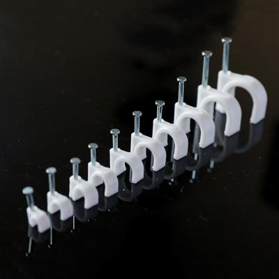 China Wire Hider Circle Nail Clip Cable Wire Clips 8mm Clamps With Nail for sale