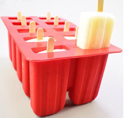 China 10 Cavities DIY Food Grade Silicone Ice Cream Freezer Mold Viable Ice Cream Popsicle Mold for sale