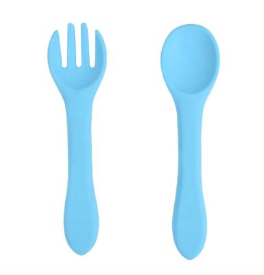 China BPA Free Wholesale Baby Spoon and Fork Set Silicone Baby Feeding Set for Kids Children for sale