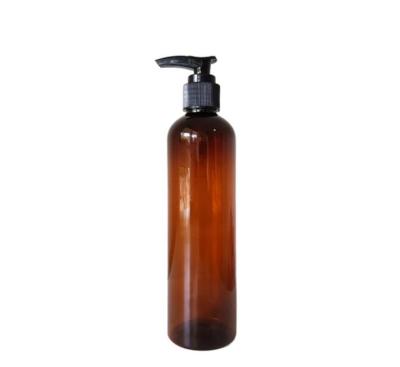 China BEAUTY PACKAGE 8oz Boston Tall Amber Round PET Bottle With Lotion Pump for sale