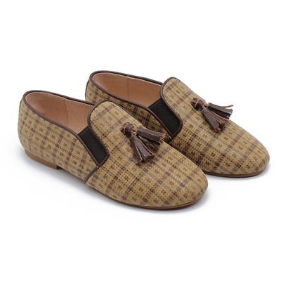 China New Design Round Shallow Loafers Girl's Simple Fashion Shoe Printed Small Lattice Summer Shoes Loafer Shoes for sale