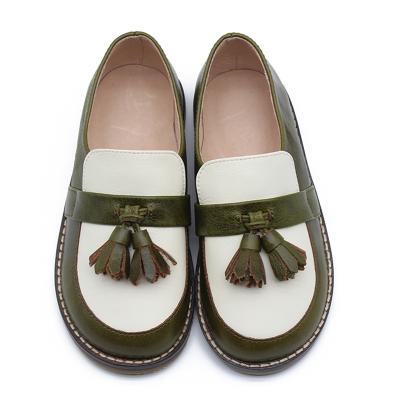 China Round Comfortable Girls Toddler Kids Children School Genuine Leather Loafers Shoes for sale