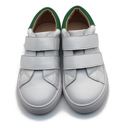 China Round genuine leather flat sneakers kids sports shoes kids comfortable shoes white leather sports shoes for sale