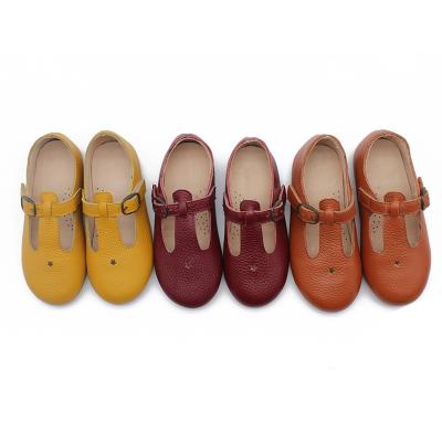 China Original Manufacturer Pure Real Leather Round T-bar Shoe Kids T Bar Dress Girl Shoes for sale