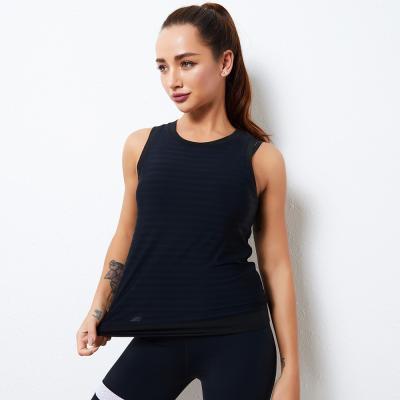 China Breathable Casual Stripe Training Sleeveless Gym For Women Activewear Breathable Sports Invest Yoga Shirts Active Wear Running Tank Tops for sale