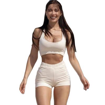 China Sports Fitness Breathable Ribbed Suits With Shorts Womens Tracksuit Gym Sportswear Two Piece Yoga Set Fashion Women Workout Equipments for sale