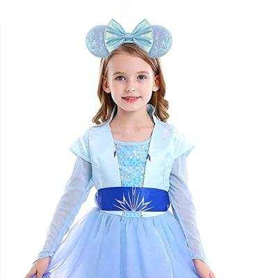 China Elsa Princess Headband Girls Birthday Party Hair Kids Sequin Bow Mouse Ears Hair Accessory for Halloween Cosplay Costume for sale