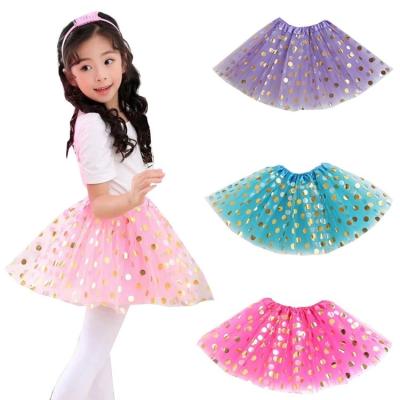 China Girls Party Toddler Breathable 2 Layers and Halloween Costume Dress 30cm Dot Stamping Tutu Skirt for sale