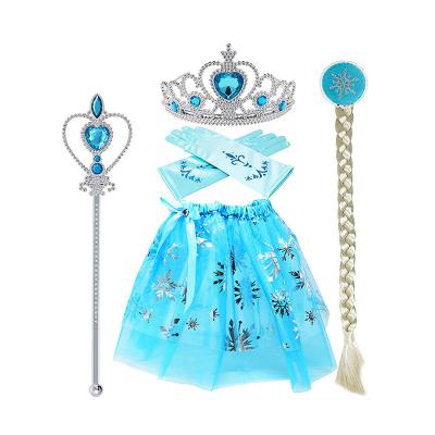 China QUICK DRY Snowflake Print Tutu Crown Magic Wand Princess Party Dress Up Accessories Gloves and Wig for Girls Costume for sale