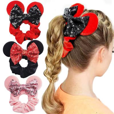 China Hair Scrunchies Women Girls Ropes Ponytail Holder Hair Ties Shimmer Sequin Mouse Ear Scrunchies Hair Accessories for sale