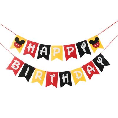 China Handmade Felt Paperboard Banner Cute Cardboard Happy Birthday Banner for Baby Boy and Gilr Birthday Party Decoration for sale