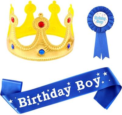 China Kids Boy and Girl Birthday Boy and Girl's Birthday Party Sash Crown and Button Pins for sale