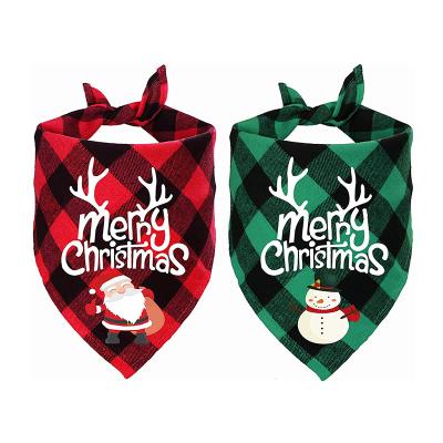 China Cute Viable Plaid Bandana Christmas Dog Pet Scarf Triangle Bibs Headscarf For Dog Xmas Party for sale