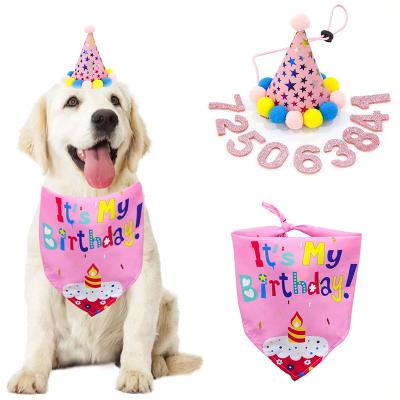 China Stocked Dog Birthday Hat with Figures and Bandana Scarf for Pet Birthday Party Supplies for sale