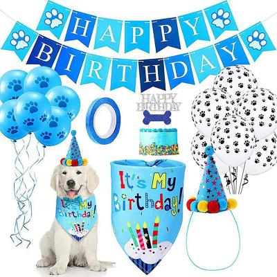 China Pet Birthday Cake Topper Stocked Hat and Bandana Paw Print Balloons Birthday Banner for Dog Birthday Party for sale