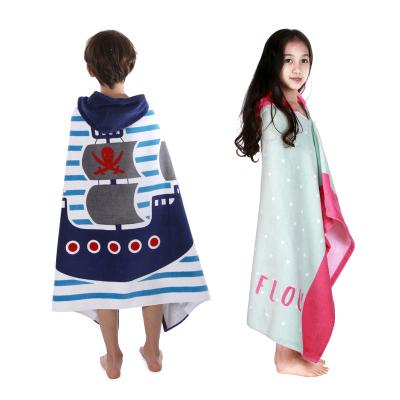 China 100% Cotton Quick Dry Kids Hooded Towel for Kids Poncho Kids Towel Surf Hooded Poncho Towel for sale