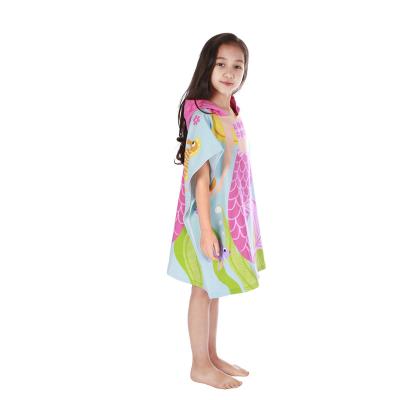 China Custom 100% Cotton Poncho Towel Kids Hooded Towel Beach Poncho Hooded Beach Towel Bath for Kids Children for sale