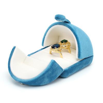 China Ring Box Stud Earrings Pearl Set Jewelry Box Packing Luxury Logo Newest Dirty Velvet Double Lake Necklace Hot Blue Open Box Jewelry Box Packaging Logo for sale