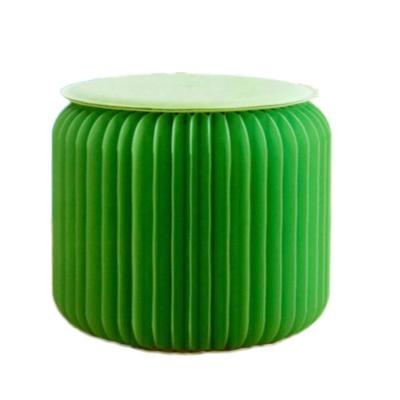 China Stone Disposable Green Stool Foldable Durable Paper Chair with PU Cushion, Extra Seat for Bedroom, Bookstore, Office, Home Decor for sale