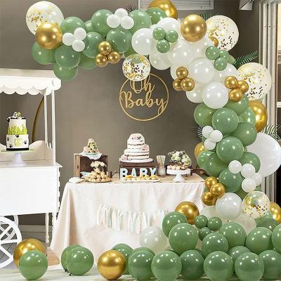 China 137PCS Green Theme Balloon Garland Kit Gold Confetti Latex Balloons Arch for Wedding, Graduation, Baby Shower, Annivesaries, Spring for sale