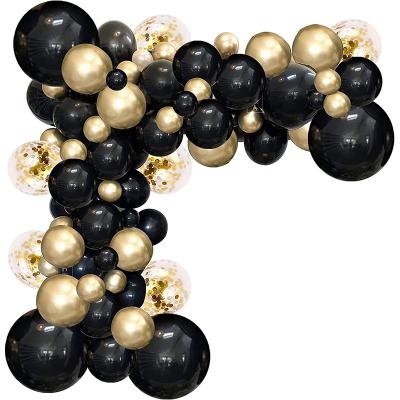 China Latex 130PCS Black Balloon Garland Kit Gold Confetti Latex Balloons Arch for Wedding, Graduation,Baby Shower,Annivesaries for sale