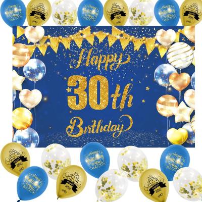 China 30th Birthday Party Backdrop 100*150cm Disposable Decoration With Balloon Birthday Party Home Decoration for sale