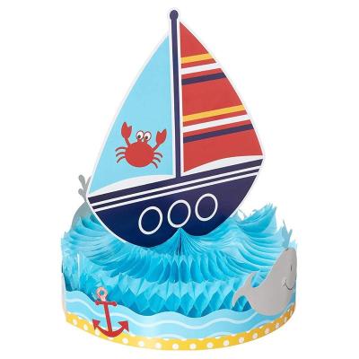 China 100% Eco-friendly Nautical Theme Honeycomb Centerpieces, Tissue Honeycomb Birthday Party Decorations Table Paper Centerpiece for sale