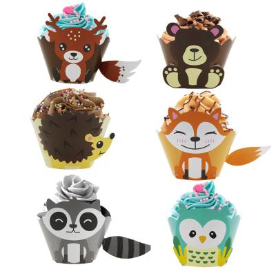 China 100% Eco-Friendly Woodland Animal Cupcake Wrappers Baby Showers Cake Papers Lining Decorations Birthday Party Supplies for sale