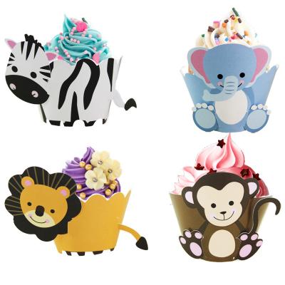 China 100% Eco-Friendly Safari Animal Cupcake Wrapper Zoo Jungle Theme Decorations Parties Supplies Birthday Decorations Baby Shower for sale