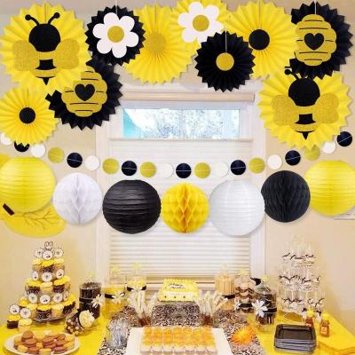 China Honey Bee Party Decorations Honey Bee Party Decorations Bumble Bee Latex Paper Lanterns Tissue Paper Mum Ball Honeycomb Ball for sale