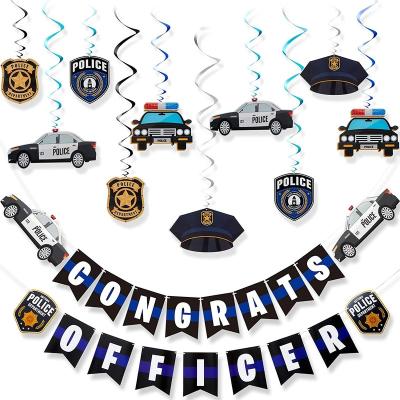 China Party Suppies Police Party Hanging Swirl Party Supplies Birthday Decor Graduation Police Party Joined Banners for sale