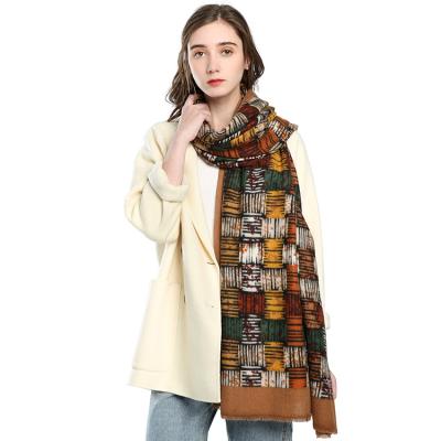 China Keep Warm Autumn And Winter Europe And America Cashmere Scarf All-match Plaid Printing Scarf Shawl for sale