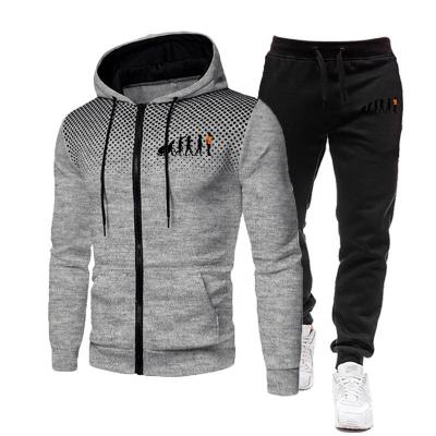 China 2021 New OEM Wholesale Custom Causal Mens Breathable Two Piece Zipper Hoodies+Pants Sweat Suit for sale