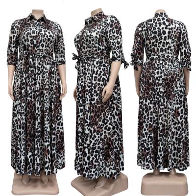 China New Arrival Women Viable Dresses Plus Size Maxi Dress With Half Sleeve Fashion Leopard Club Dress for sale