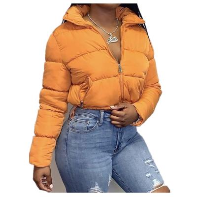 China new arrival women Anti-wrinkle puff coat warm thick jacket solid jackets bubble crop coats puff jacket for ladies for sale