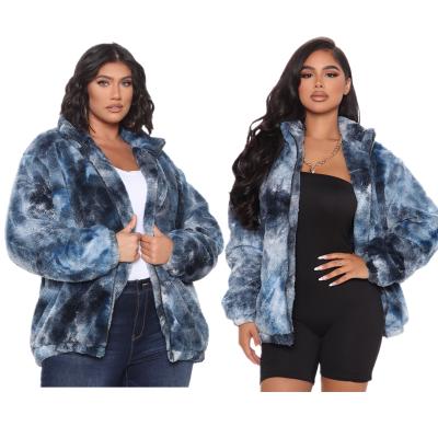 China 2021 New Fashion Women Fur Jacket Link Dye Viable Faux Fur Coat For Plus Size Women Clothing for sale