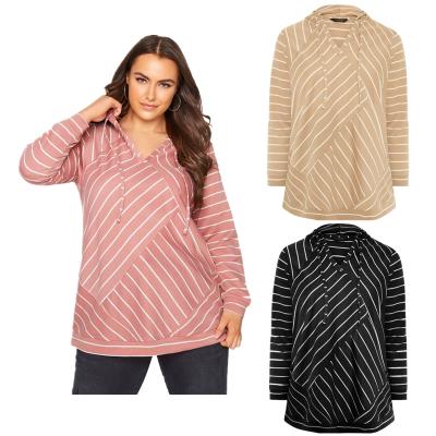 China JS-Y147-2 3 colors S-5XL viable hoodies women plus size plain striped hoodies women casual sweater hoodie for sale