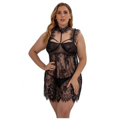 China Viable Wholesale High Quality Plus Size Women Sexy Lingeries Mature Women Underwear Lace Up Sleep Dress for sale