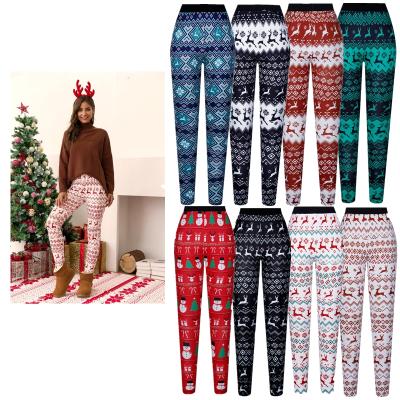 China Anti-Wrinkle Women's Pants And Tight Pants Women Christmas Full-Length Print Ankle Pants Casual Trousers For Ladies for sale