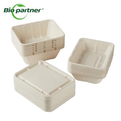 China Microwavable Biodegradable Sugarcane Bagasse To Go Food Lunch Box With Lid for sale