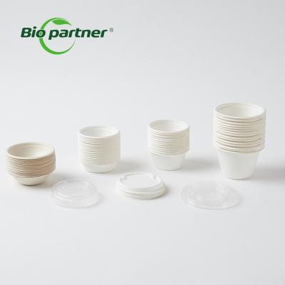 China Sugar Cane Pulp Bagasse Paper Coffee Tea Lid 5oz Sauce Cup Set for sale