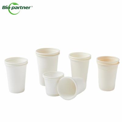 China Biodegradable Cornstarch Coffee Disposable Juice Sauce Dessert Corn Starch Cup With Lid for sale