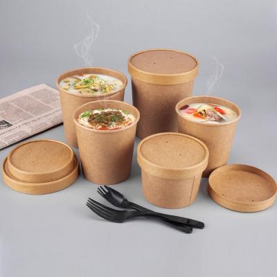 China 1100ml 12oz Disposable Kraft Paper Biodegradable Degradable White Bowl for sale