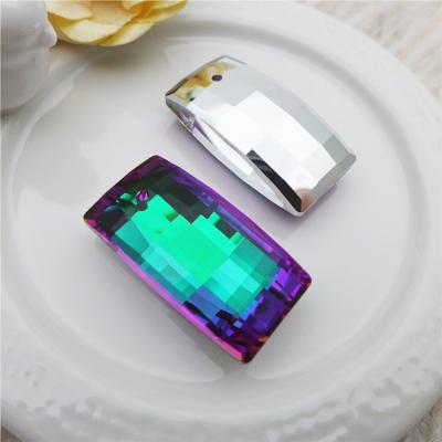 China New Customized China Wholesale Crystal Glass Geometric Pendant Necklace Female Jewelry Accessories Necklace Lattice Rectangle 30mm for sale