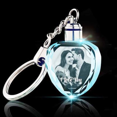 China China MARCH EXPO 2022 Personalized Heart Crystal Keychain With Lighted Image , Customize Photo Keychains for sale