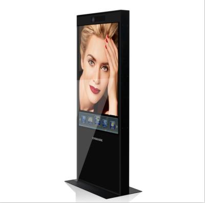 China 55 Inch Indoor Floor Standing Interactive Magic Mirror Announcement Player Digital Signage Kiosk with Motion Sensor for sale