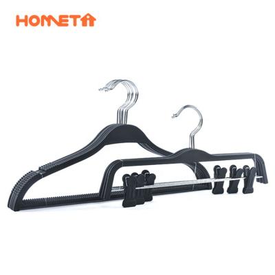 China High Quality Recycled Homtime Anti Slip Plastic Clothes Hanger Black ABS Rubber Paint Coated Plastic Hangers for sale